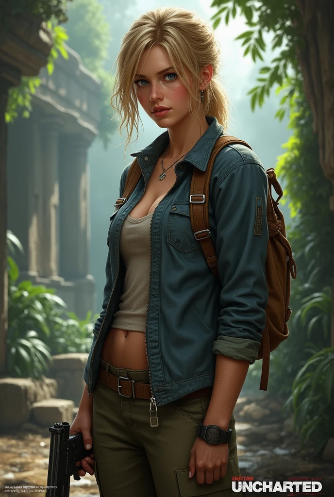 ((ultra detailed, masterpiece, absurdres))
<lora:UncElena:0.9>
UncElena, 1girl, solo, blue eyes, blonde hair, Bohemian print kimono, tank top, denim shorts, gladiator sandals , in front of Tropical rainforest mist, detailed foliage, dynamic ambient light