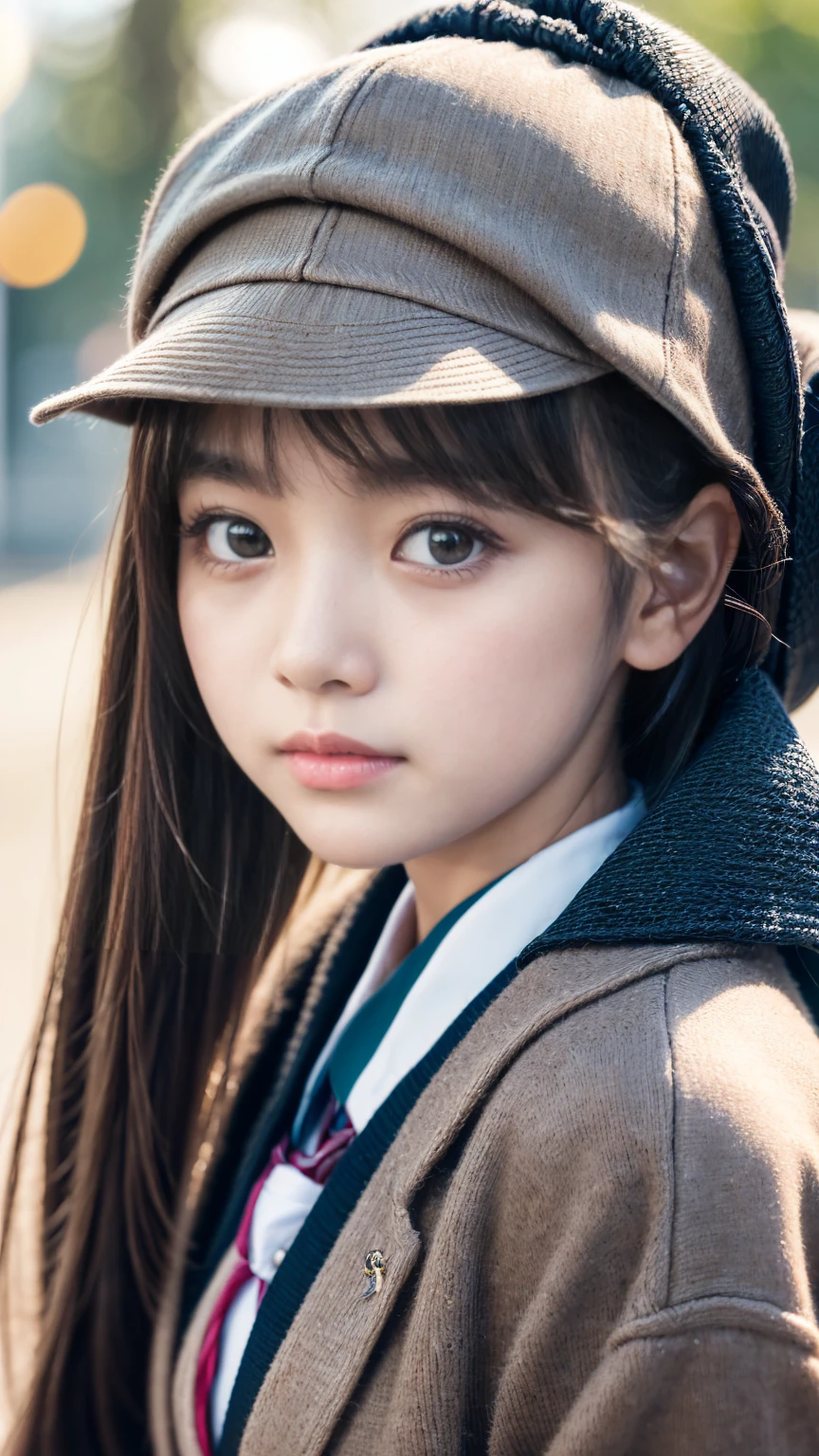 13 years old。smile、Beautiful eyes、Beautiful colored clothes、hat