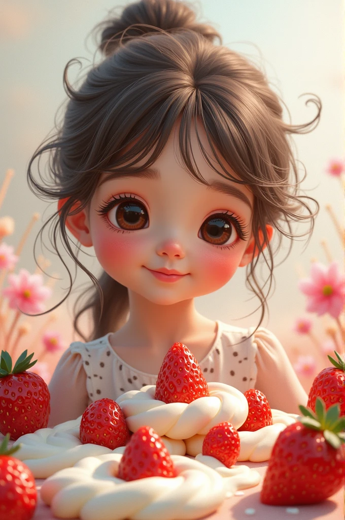 A close-up of a child drinking a drink with a straw, Adorable pintura digital, Lindo hermoso, Pintura realista de chica linda, Lindo arte digital, beautiful pink , Lindo arte digital detallado, hermoso lindo, Cute little girlle girl, linda jovuy hermosa, Lindo y encantador, Pintura de bello, Joven y lindo, beautiful little girl