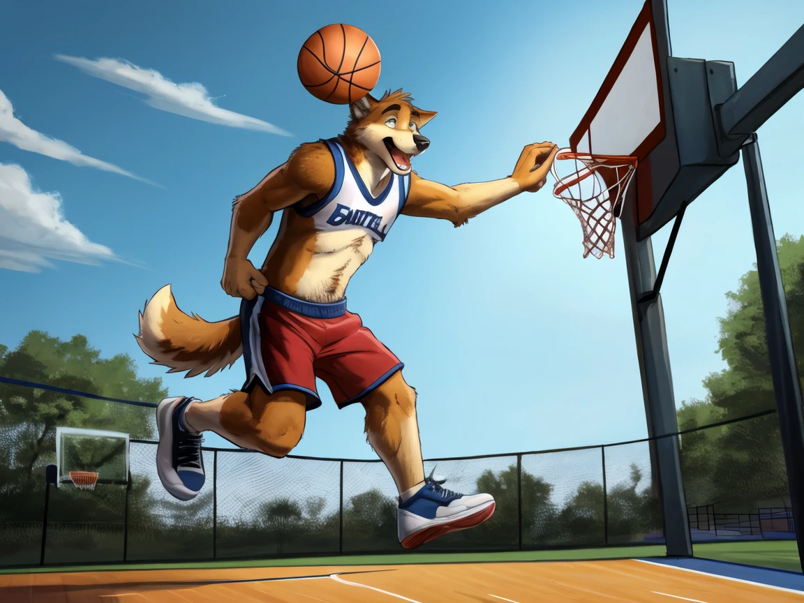 canid, canine, canis, mammal, mythological_canine, mythological_creature, were, werecanid, werecanine, werewolf, wolf, mythology, anthro, biped, eyes_closed, white_wolf, brown_wolf, male, fingers, fluffy, fluffy_tail, fur, full_body, tanktops, blue_shorts, anthro_penetratung_anthro, ?????, cum, anus, exposing_anus, cum_in_anus, basketball_court, mostly_nude_males, duo, digital_media_(artwork), hi_res, masterpiece,
