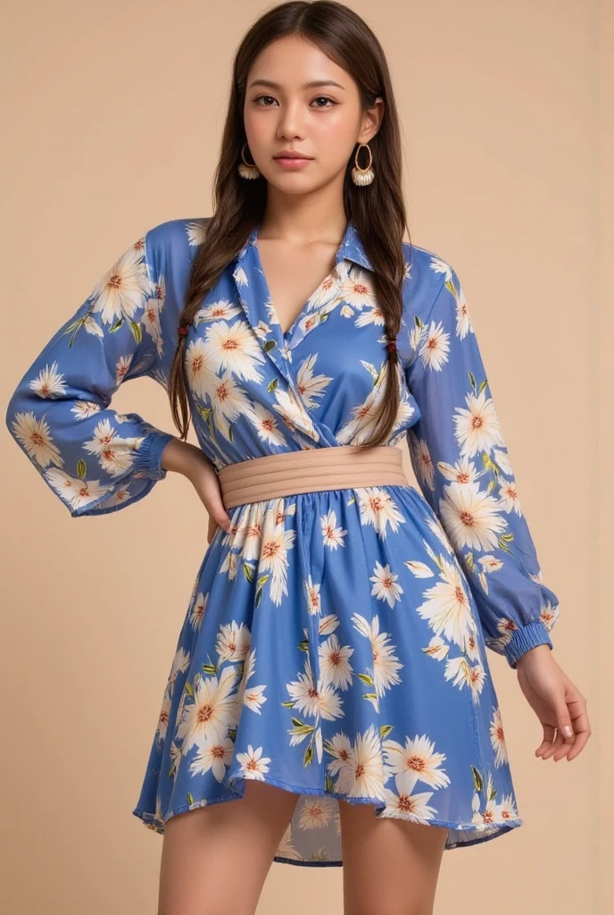 NSFW, Foto RAW de 8k, Mejor calidad, obra maestra, ultra high resolution, grano de la movie, movie, 1 chica, mirando al espectador, textura natural de la piel, Detalles realistas de ojos y rostro., full labios, labiostick, (constituir), sombra de ojos roja, pelo corto y esponjoso, pelo despeinado, Sonrisa, boca cerrada, beautiful piernas, mujer alta, Flaco, delgado_piernas, Solo, pecho enorme, escote, Posa con las nalgas frente a ti, falda ultra corta, es, camisa, beautiful nature location, around flower location, (antecedentes detallados), tartan skirt, white camisa, pecho enorme, escote, Show a little escote through the camisa, mocasines, borroso background, borroso, tenencia, tartan, mangas cortas, Cinta JK on the neck, Cinta JK, By the chestnut, pulsera, agua, golpes, uniforme escolar, joyas, parted labios, labios, de un lado, falda plisada, profundidad de campo