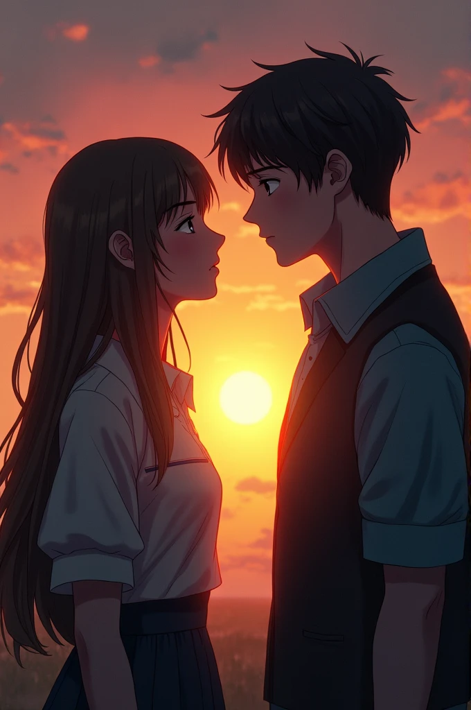 masterpiece, best quality, (1faceless boy:1.3),(boy grabbing breast:1.1),1girl .(school uniform:1.2), black long hair,brown eyes,(classroom:0.8), (sunset:0.7),(medium breasts:1.4), (sad smile:0.8)