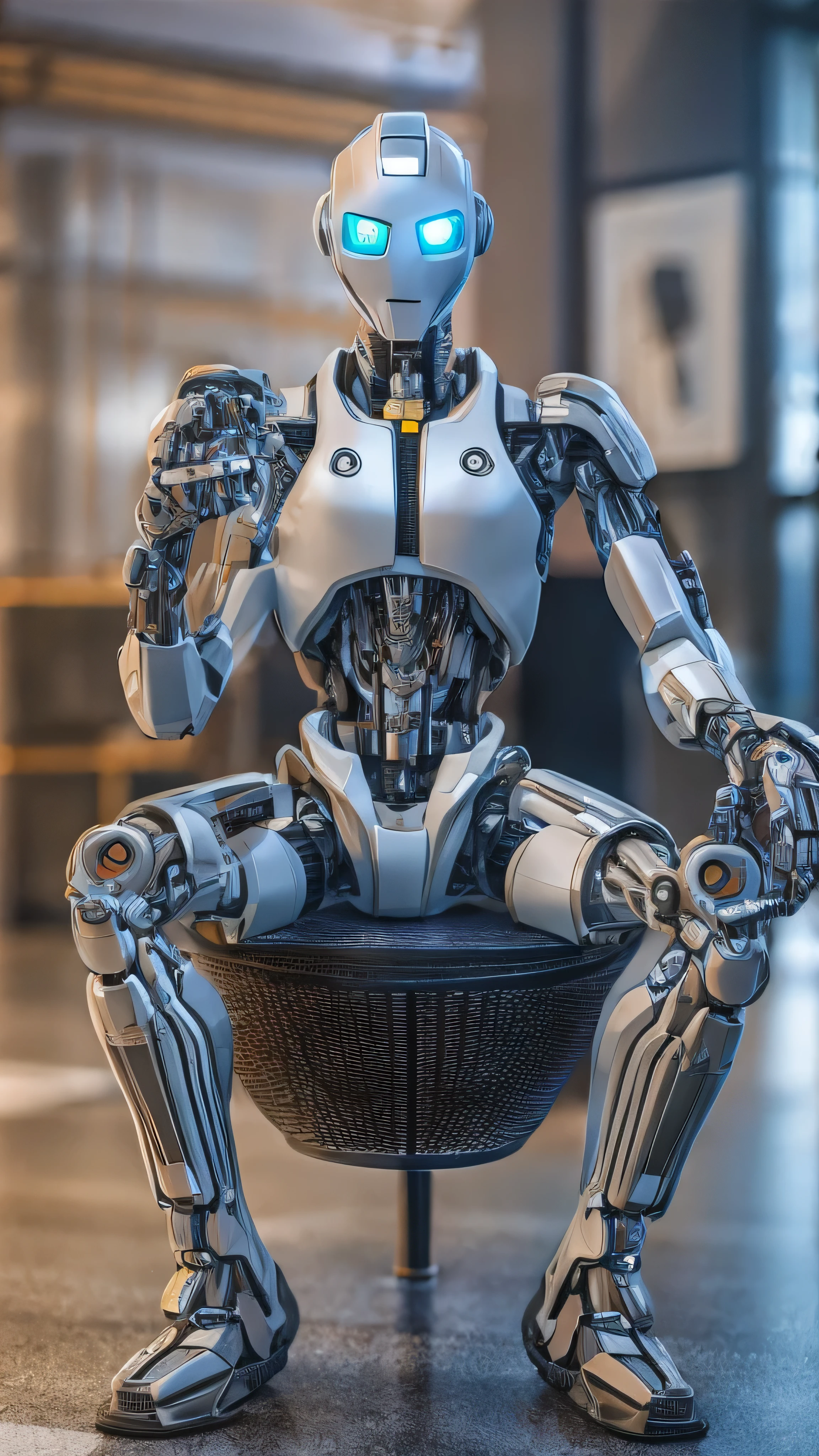  Robot Sitting on a Chair Drinking Coffee, CGSociety ), CGSociety 9,  Cyborg Movie Stills , Arita Photos, high definition CGSociety,  Cyborg Villain Movie Stills , CGSociety uhd highly detailed 4k, Cyborg Movie Pictures , Cool stills,  cybernetic , Highly Detailed Cyborg  