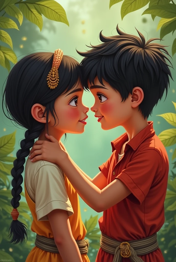 A girl from Ceará and a boy from Bahia hugging each other