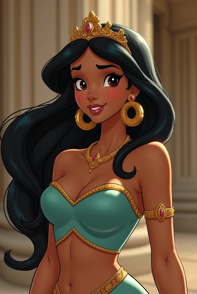 Stunning Princess Jasmine, photo in 8k, in action, cinematic.