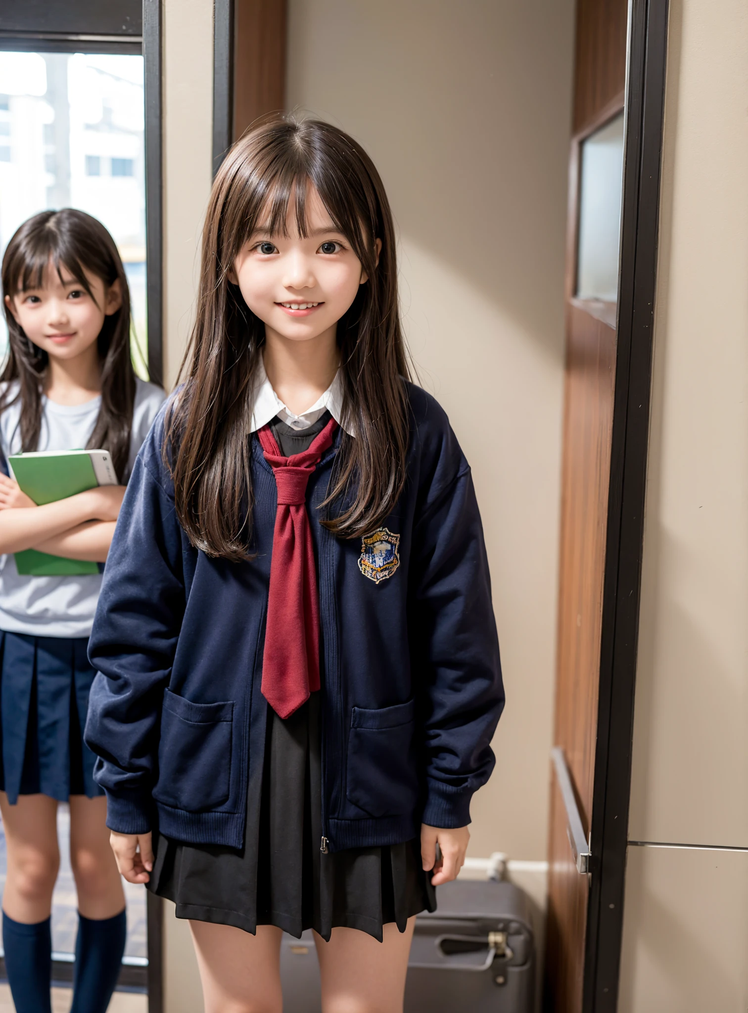  s,************* students quietly line up before entering the classroom,cute, Masterpiece, Details,smile