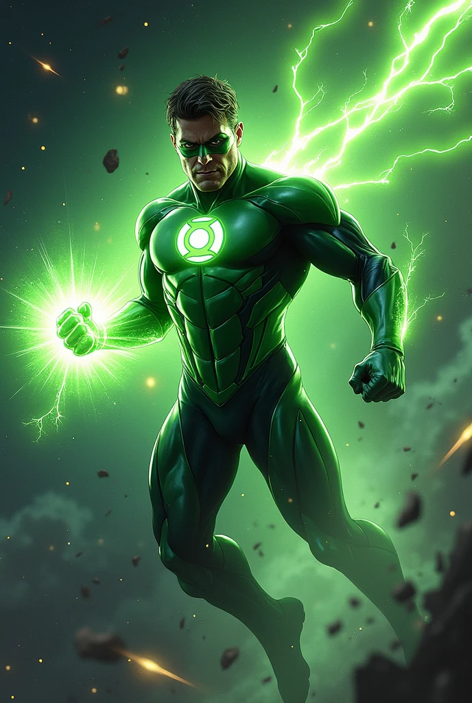 a close up of a man with a green light on his chest, the green lantern, green lantern, green lightning, elon musk as the incredible hulk, tom holland as the hulk, crackling green lightning, hulk like physique, textless, the hulk, vfx shot, green body, green colored skin, dramatic green lighting, son goku as the incredible hulk