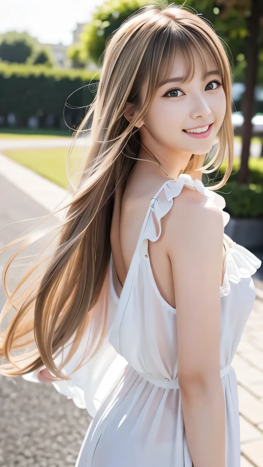 Sweet girl dress2,dress, best quality,masterpiece,ultra high resolution,(fidelity:1.4),RAW photos,20-year-old sexy model, cute young girl, messy long hair,smiled shyly, curls, blond hair, Campus style, on a football field, Pose gracefully, Posing for photos, Random shooting angle, Surprising detail,The content is very detailed, smooth skin, Warm color palette