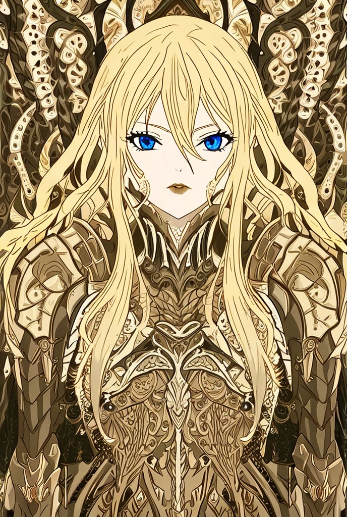 A beauty girl valkyrie, Anime skin texture, ( Valkyrie Armor :1.2), 8k Alta definición,  incredibly detailed, intricate, elegant, 1 girl,  high resolution, long hair, blond hair, fringe, Hair between eyes, breasts, Devils eyes, wicked, Blue eyes, Anatómicamente correcto, Estilo animado, full body, (cuerpo completo: 1.3)