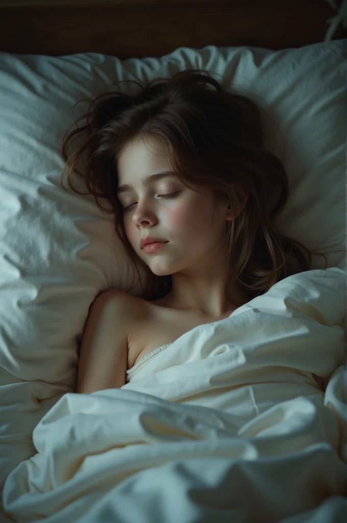 Girl, mid 14, sleeping, naked - SeaArt AI