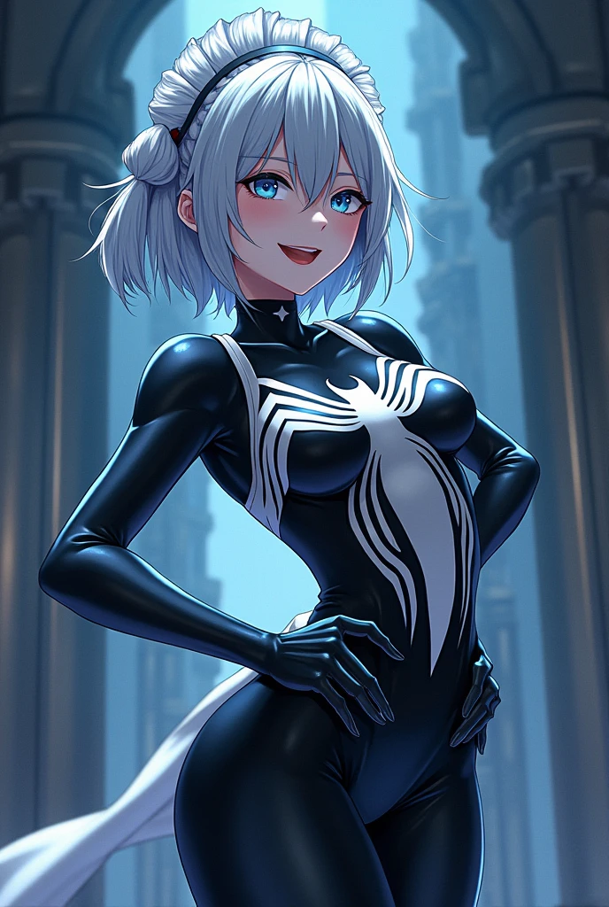 Mavis wearing Spidergwen costume, Spidergwen costume,