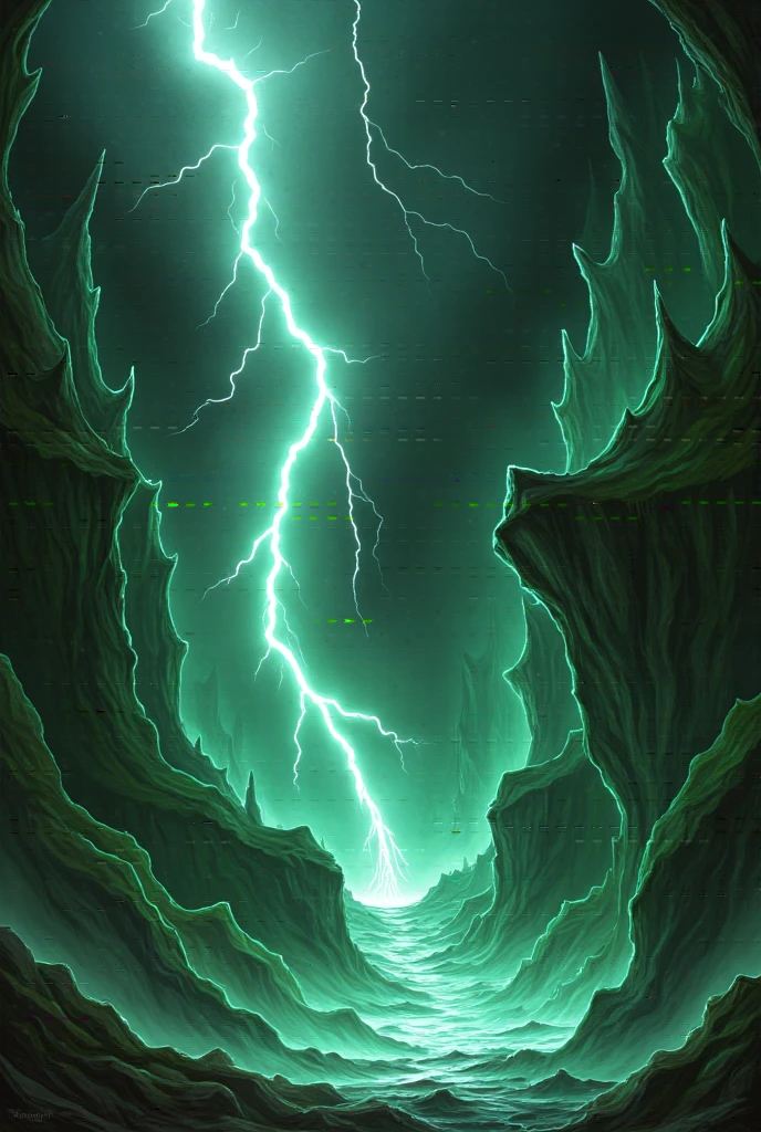 A scene full of lightning，Green，abstract， no one