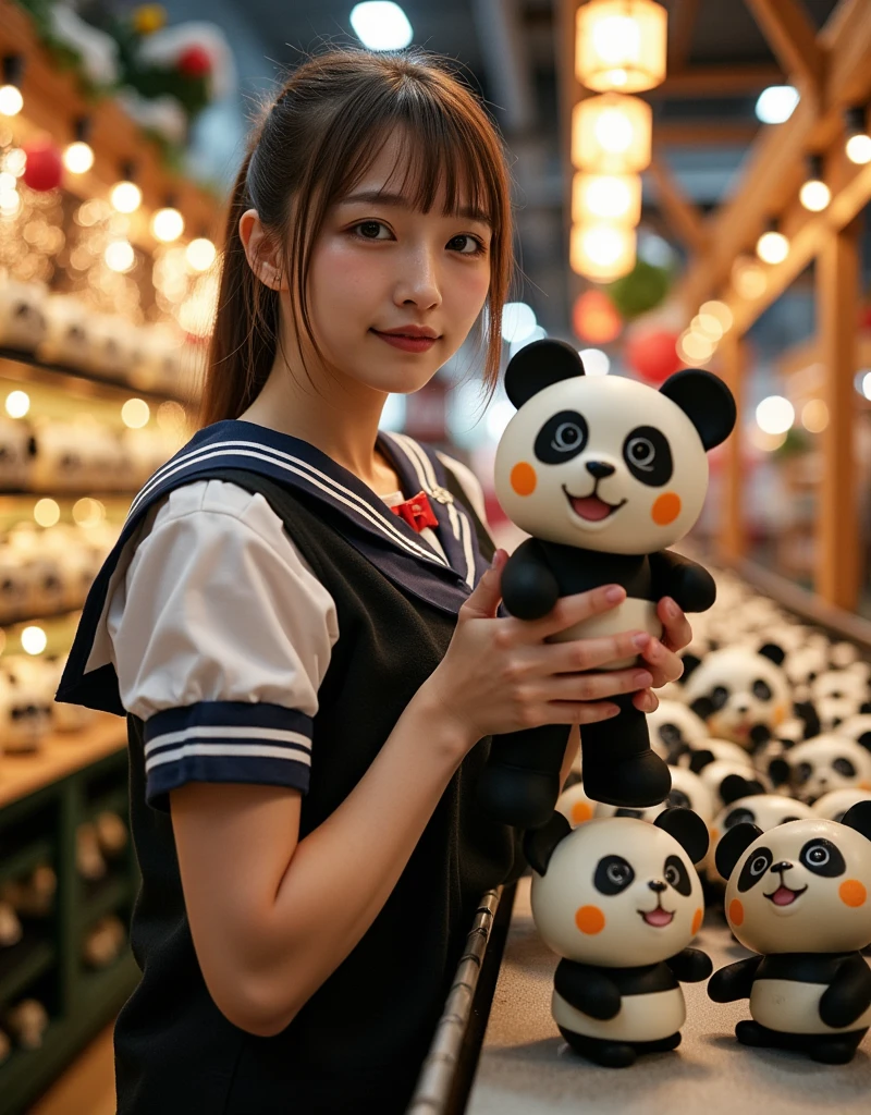 beauty girl with Panda, traditional china clothes sexy