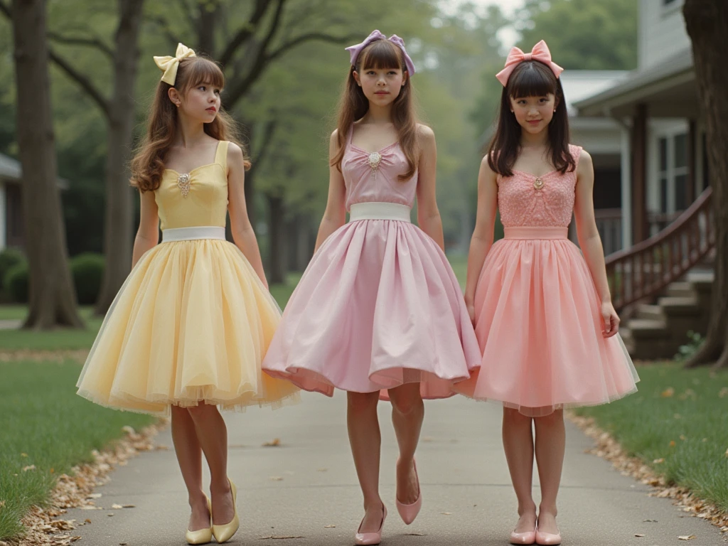 masterpiece, realistic, photo of four womans, looking at viewer white balerina dress, a:purple hair b: white bang hair c:green hair d:orange hair, hugging, cinematic lighting, defocus background, studio dance