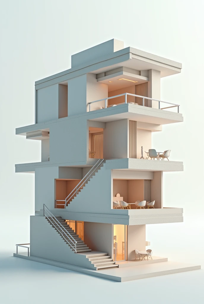   3D rendering of houses with stairs and stairs,  Inspired by Takeuchi Sebo  ,  CG Community Contest Winners , concept art, Section Model,  detailed model , Architectural model ,  concept model , Architecture concept , highly  detailed model , Conceptual housing, architectural rendering圖,  architectural concept , architectural rendering,  building photography 