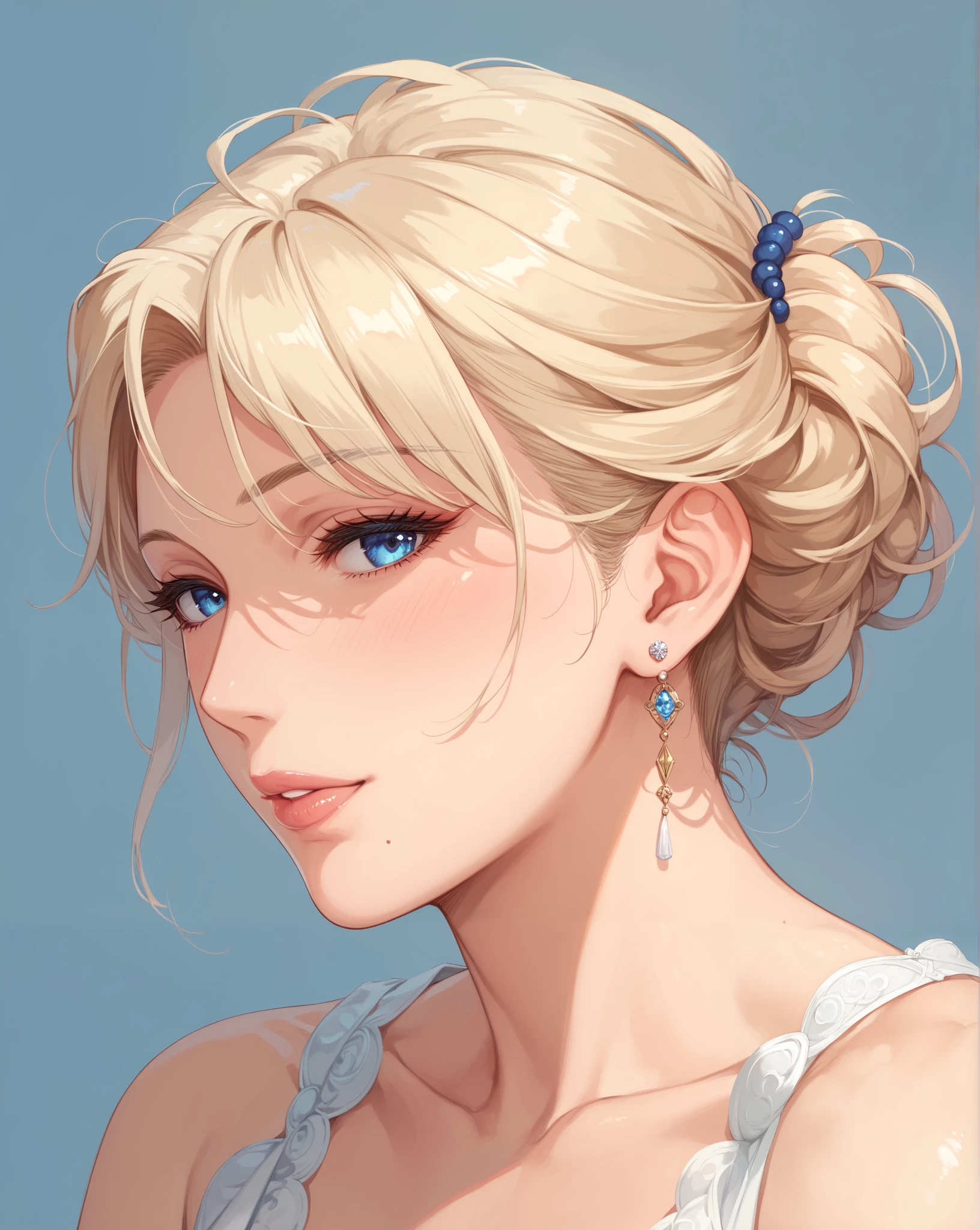 score_9, score_8_up, score_7_up, blonde, blue eyes, perfect eyes, anime milf, elegant mature woman, seductive, home, soft light