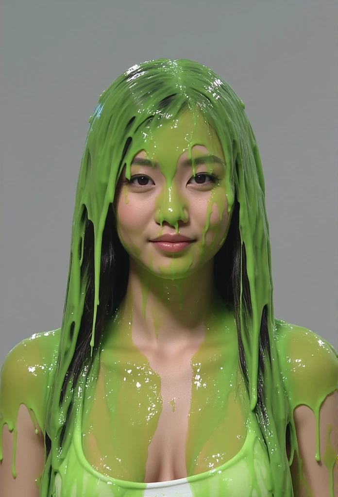 8k, HD, masterpiece, hyper realistic, photo realism, hyper detailed, extreme texture, (21-year Korean woman: 1.2), sexy, (slime dripping down head: 1.8), (thick slime dripping down body: 1.7), (thick slime dripping down hair: 1.6), surreal), (illustration), (high resolution), (8K), (very detailed), (best illustration), (smart short black hair), (beautiful and detailed black eyes), (best quality), (super detailed), (masterpiece), (wallpaper), (detailed face), solo, (dynamic pose), 1 female, open legs, green sludge, open legs, Firm elastic medium breasts, Round plump elastic buttocks, sheer, moaning, enjoyment, (no bra), green sludge on hair and skin, Shocked Asian woman covered in green sludge, green sludge dripping, greenish liquid, green slime, green sludge everywhere, character is covered in liquid, sludge, dripping goo, oozing wet and slimy, beautiful green liquid, expressing humiliation,