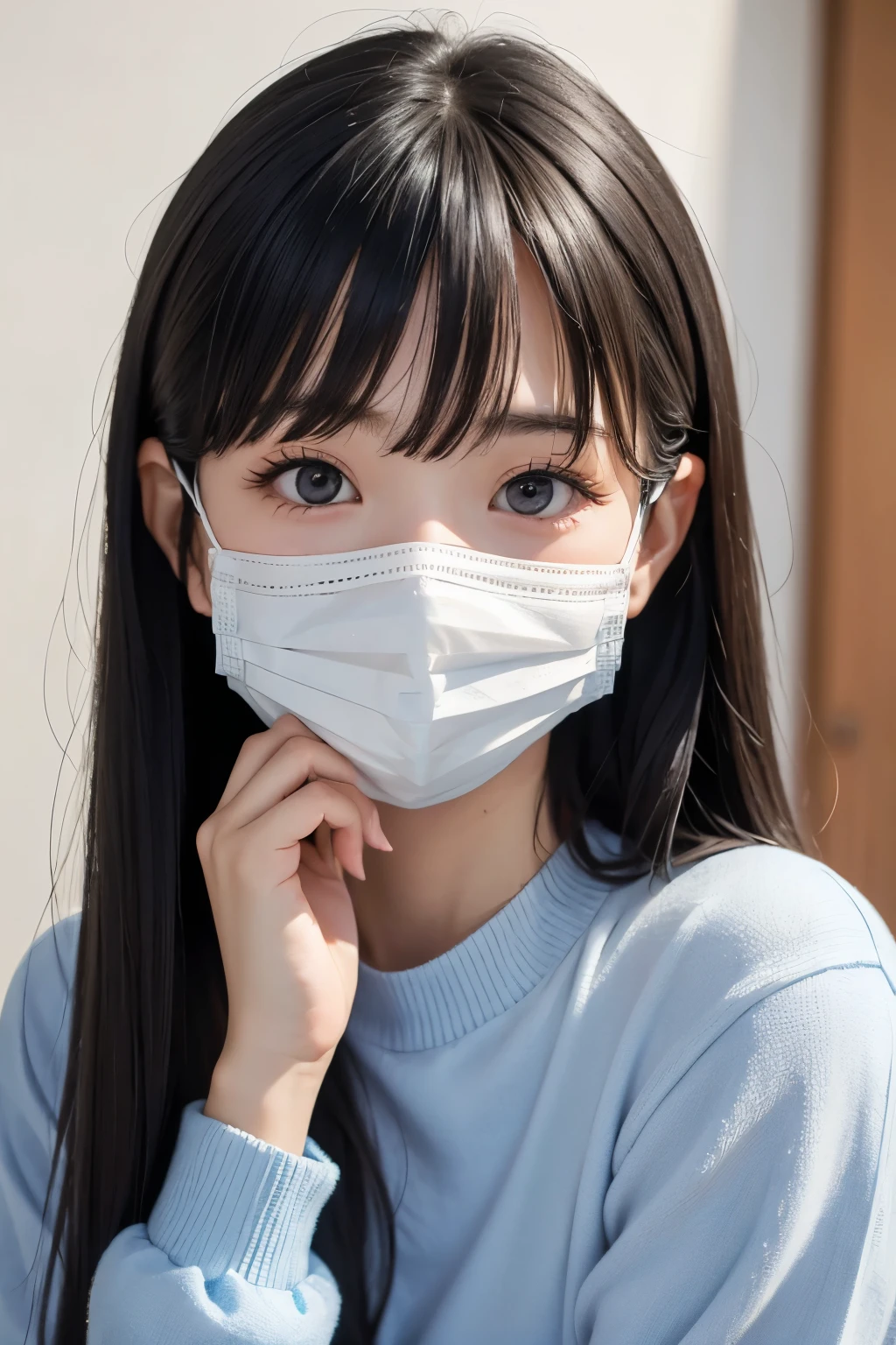 Best Quality,masterpiece, very detailed、 High Resolution ,  very detailed, Best Quality photos,Teen,age 15,High school girl,Idol,beautiful girl, semi-long, With bangs, Black Hair,((Straight Hair)),Detailed eyes, Big Eyes,cute, cute,  cute Japanese woman staring at I、Very delicate and beautiful face,((mask)), ((wearing a mask on the face)),one&#39;s home, Perfect dynamic composition ,Fair-skinned girl, kind,Junior high school students,Kneel on the floor,Big Same, Pussy, Pussy, Nipples,  I Can See Panties ,Slender thighs seen from the front, 18 years old, Adorable , 美しいJunior high school students, Big Eyes, 美しいHigh school girl, Selfie, Personal photo shoot,Angle of Selfie,Women&#39;s Room,indoor ,((Mine systemファッション)),Mine system, Frills,Long sleeve , Winter clothes, Wearing a cardigan,pink, blue, green,  black, Red, orange, High school girl（Hmmmm）,She smiles happily at me,((colorful)), Natural Hair