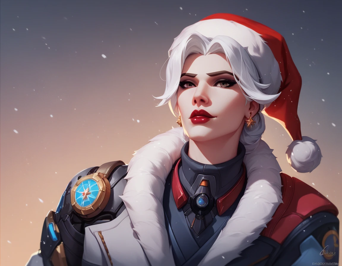   Overwatch Ash from Owtwatch , Caledonia Ash ,  masterpiece photography high quality, winter background,  Christmas atmosphere 