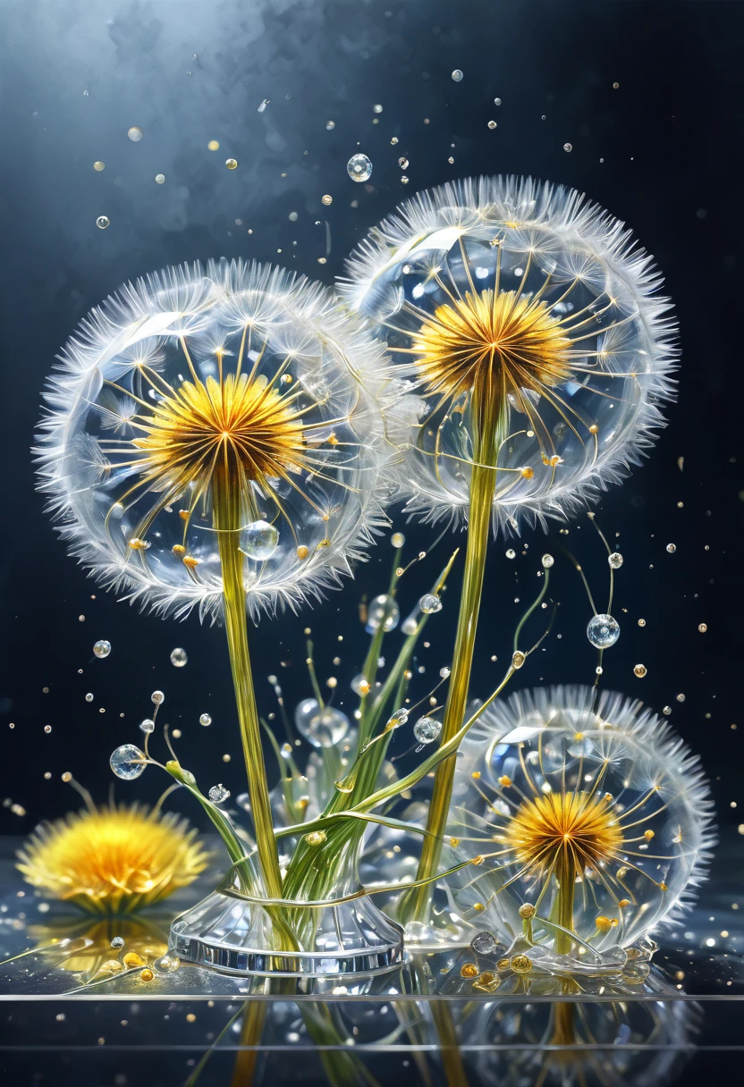 hyperrealistic, close-up, magical sparkling cocktail of dandelions in an elegant glass, crystals, beautiful foreshortening, sweetness, fluffy plush, pixel clarity,high resolution,charisma,photorealism,hyperdetalization, 3d effect,16k, careful drawing of details, voluminous watercolor,drawing with colored ink and pen,professional photo,dark botanical,
high detail, clear lines