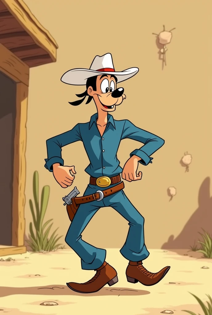Create a video with luky luke dancing alone