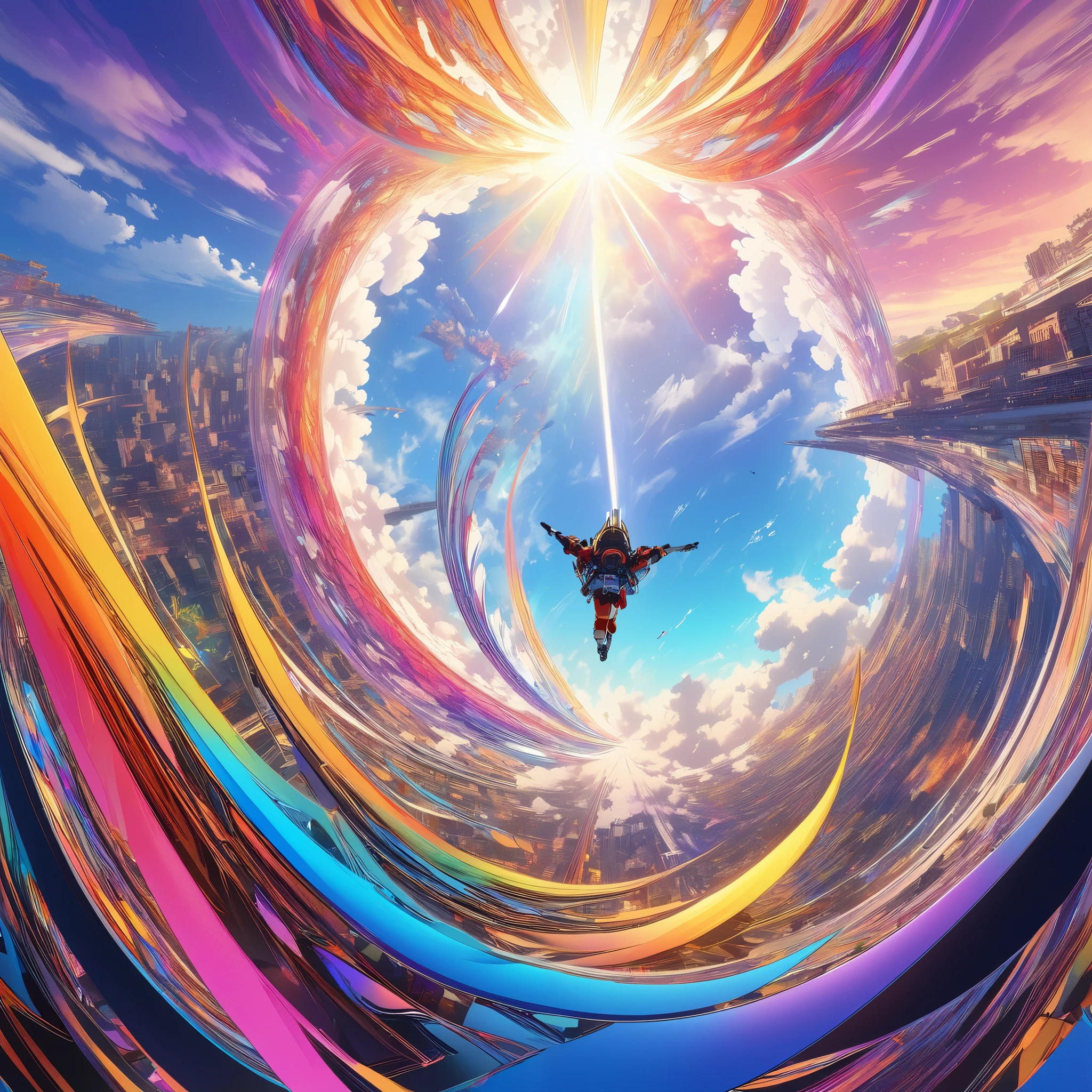  first-person view,  Taken from a Gopro , Vertical Plunge , Dive,  Rapidly Approaching Ocean ,  Colourful Images of Falling Through the Sky,  conceptual fractal art taken from Gopro ,  Dynamic Shock , Beautiful lines,  Extremely High Quality ,  Premium Colors 