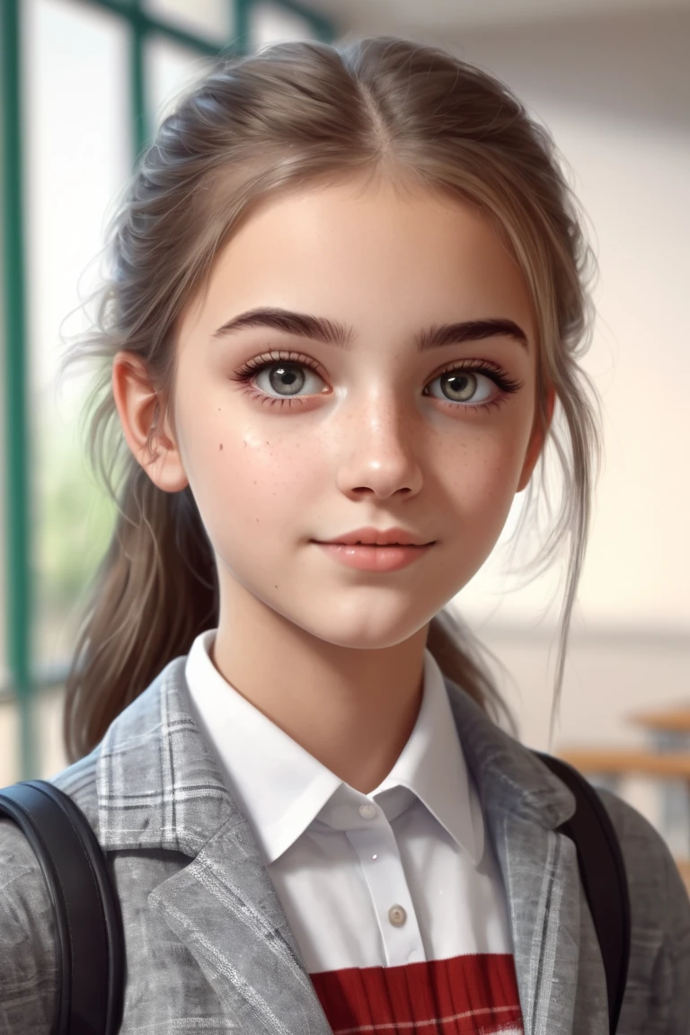  pretty girl at school ,Realistic face