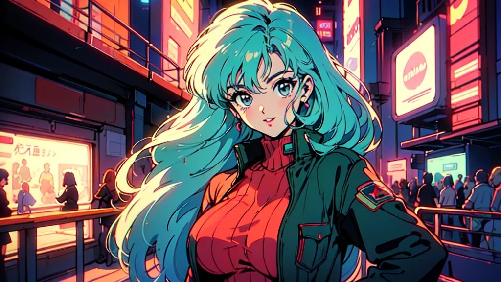 (80's, retro, city pop poster:1.5), (album cover), (masterpiece, best quality, intricate detail), (pastel colors:1.3), best photo pose,
girl, 独奏, smile, 
City Scenes, night city, tokyo, high fashion, An illustration:
The album cover created with SeaArt、A masterpiece retro city pop poster。A blonde girl with short hair drawn in the highest quality 4K image quality、Drawn in dynamic poses and angles。Her eyes are bright blue、He is dressed in stylish clothes like a rapper.。She puts on headphones、Holds the guitar powerfully。
background:
In a dark room、Blue light shines、It creates a fantastic atmosphere。The room is about the size of a 1K apartment.、The window offers a view of downtown Shinjuku.。The lights of the buildings and the brilliance of the signs、Combined with the blue light, it creates a fantastic atmosphere.。
This album cover is、Incorporating the retro atmosphere of the 80s and the charm of city pop、最高品質のアニメAn illustrationとして完成されています。