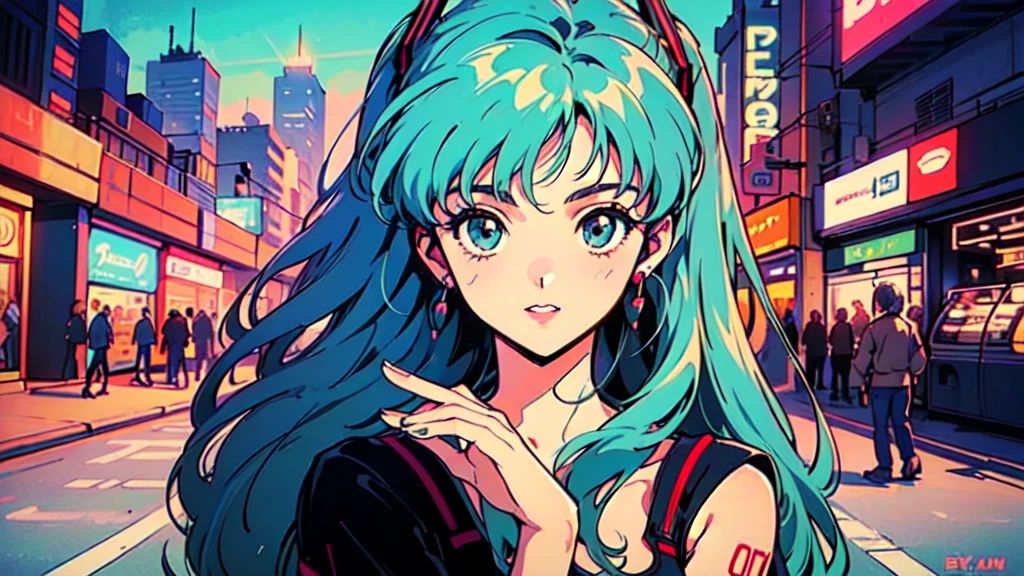 (80's, retro, city pop:1.5), (album cover), (masterpiece, best quality, intricate detail), (anime, illustration), (pastel colors:1.3), best photo pose, dynamic angle,
girl, solo, smile, perfect detail eyes, delicate face,
City Scenes, night city, tokyo, high fashion,