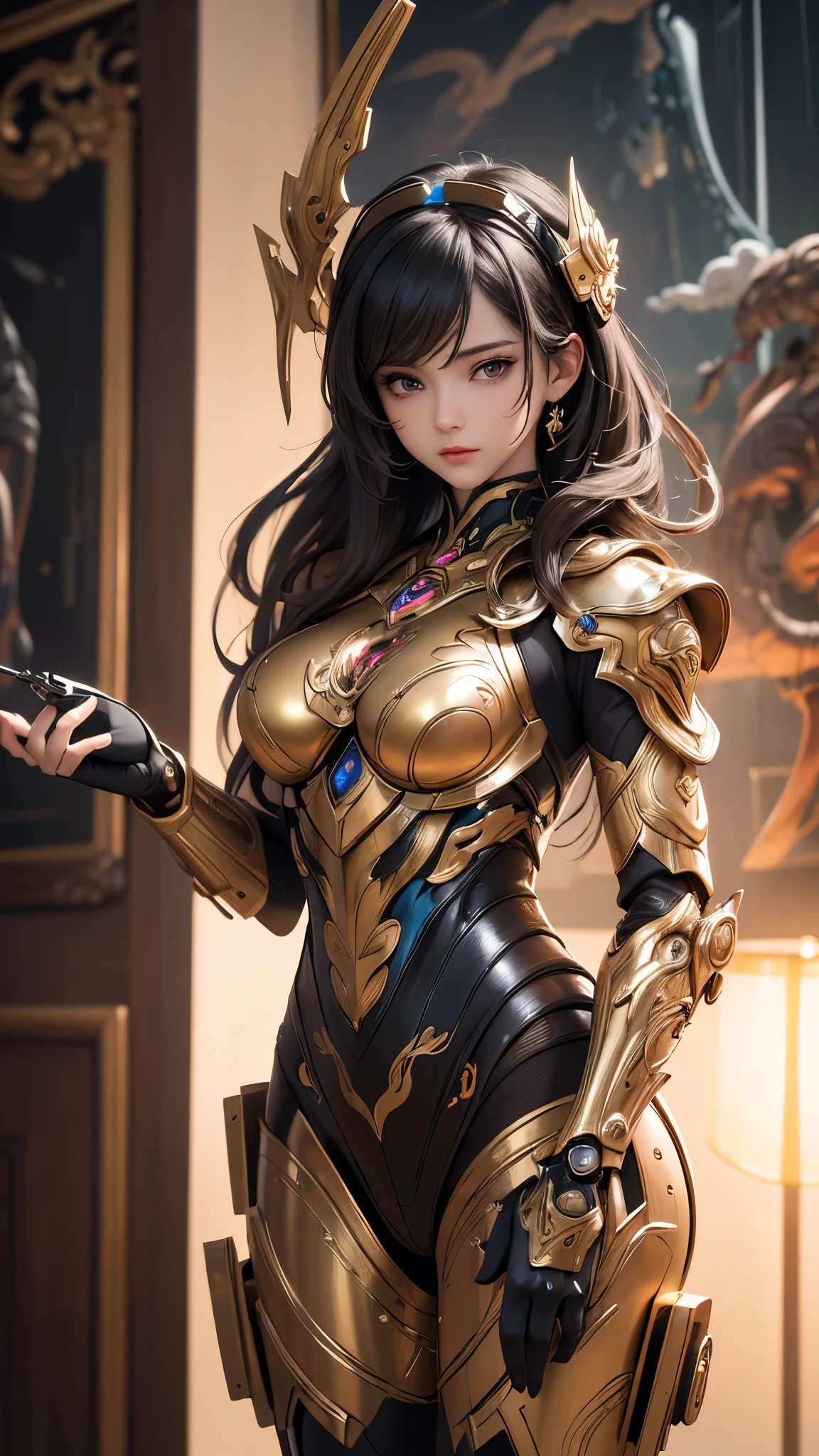 (shiny:1.7), black rubber suit, (black long gloves), RAW photo, photorealistic:1.6, Quality:1.5, 8k, Masterpiece:1.3, ultra highres:1.0, Crisp Focus:1.2, Big breasts:1.3, Beautiful Woman with Perfect Figure:1.4, Slender Abs:1.2,Highly Detailed Face and Skin Texture, Detailed Eyes, Double Eyelids, perfect face balance, cute, smile, beautiful studio soft light, rim light, vibrant details, hyper realistic, octane render, detailed beautiful skin, realistic skin,((Throne of Power)),sitting girl,princess outfit,low angle,