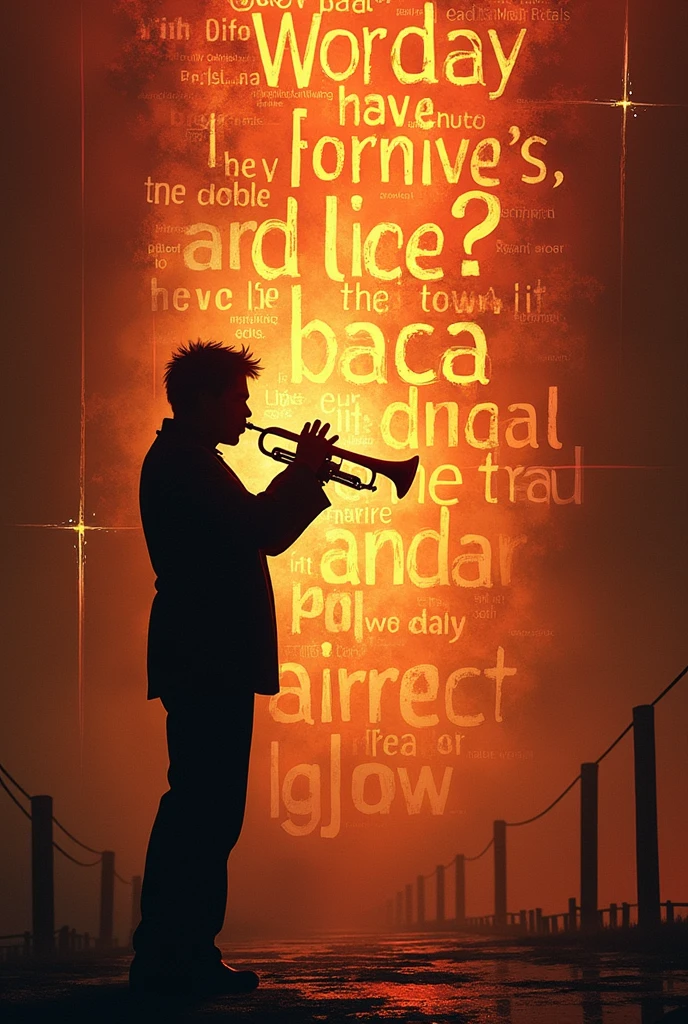Making words WillzBeat with siluet picture playing trumpet