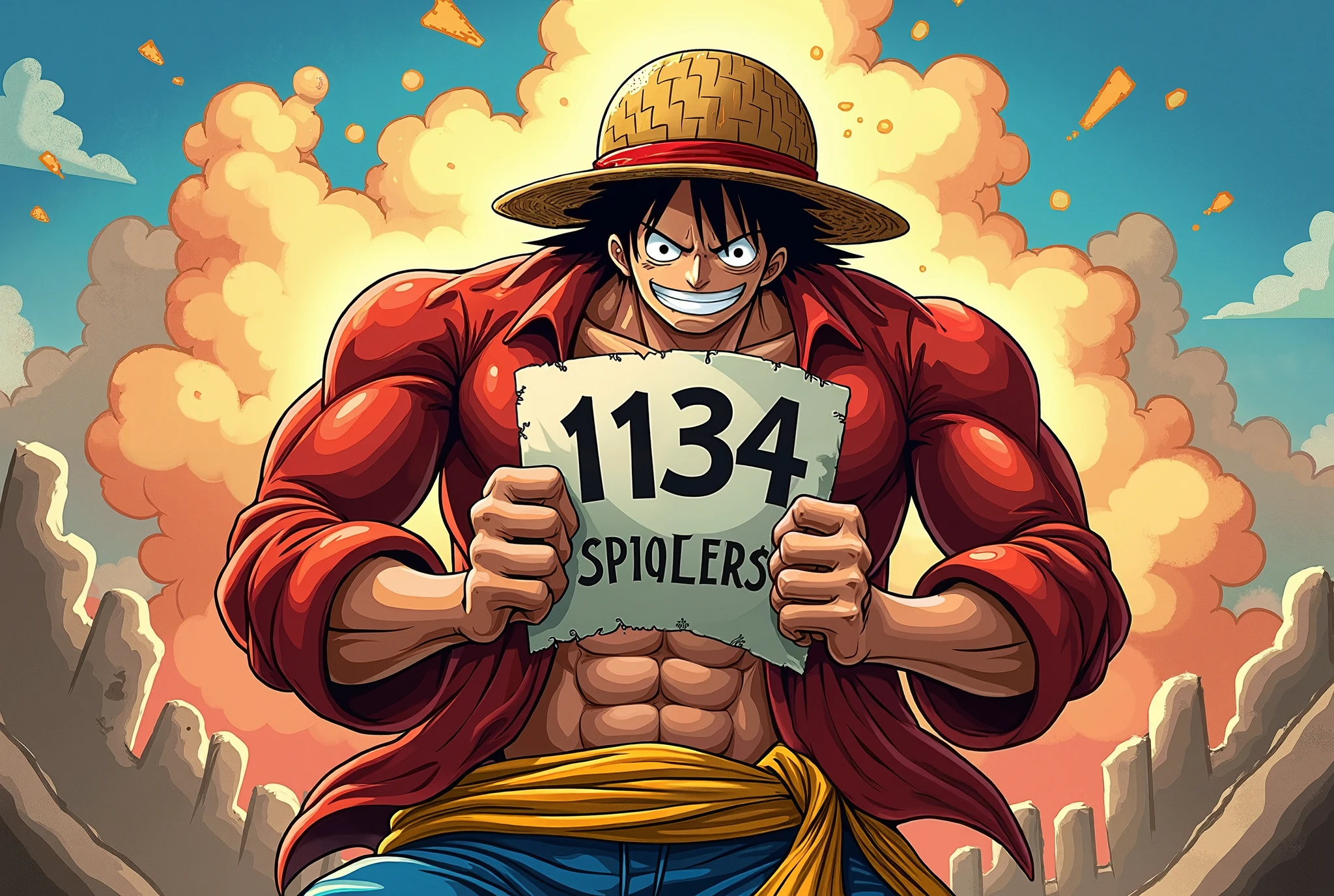 Create a logo of monkey d luffy from one piece gear 5 and background make a circle and write ARMOUR
