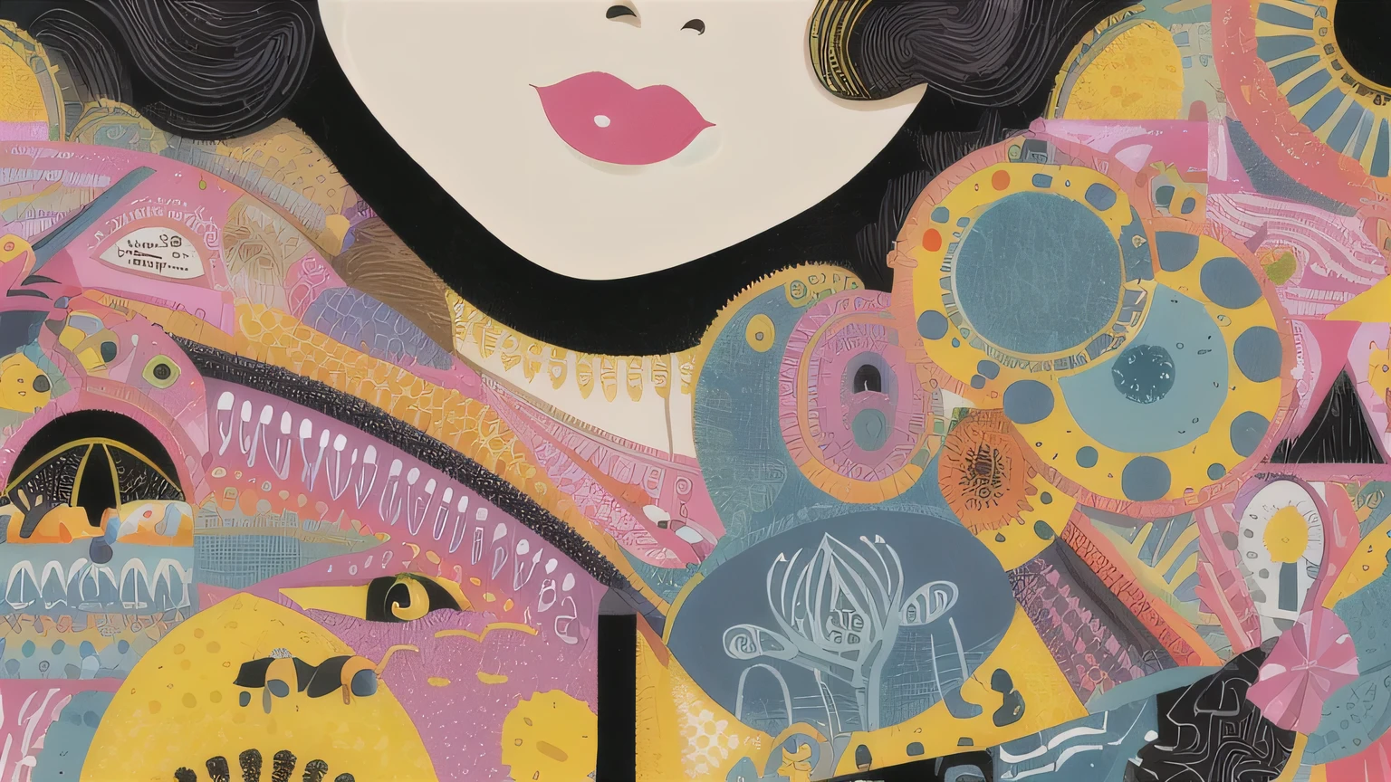 masterpiece, best quality, paint,illustration, style2,solo,simple background, a cartoon illustration of yellow over art by mrs butterfly, in the style of grunge beauty, sandara tang, mixed patterns, text and emoji installations, close up, charming character illustrations, folkloric , minimalist