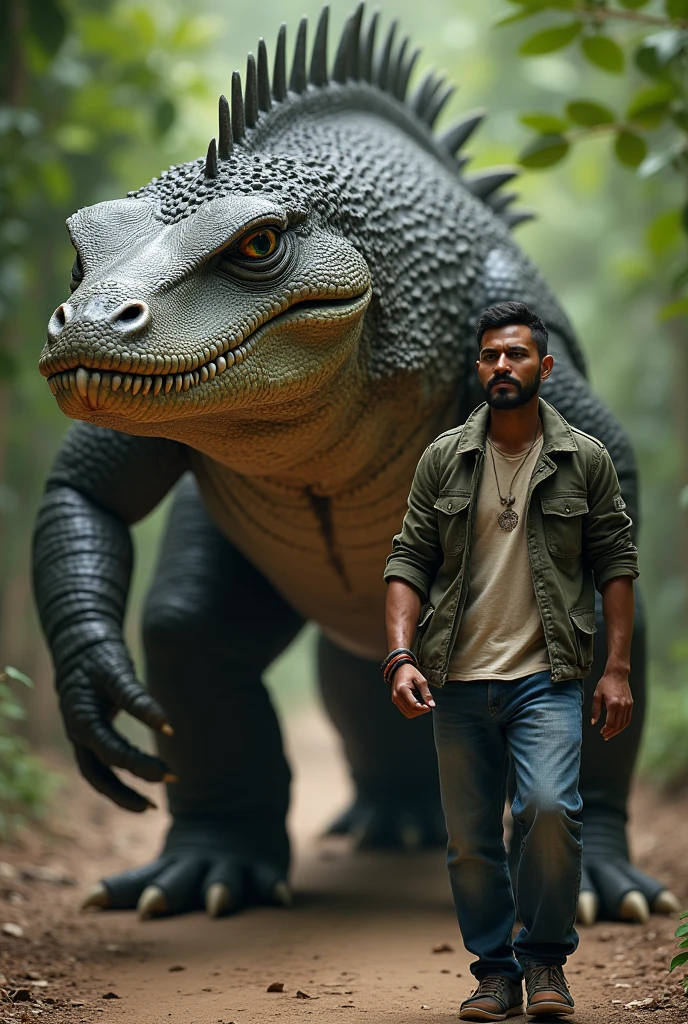 Jeff, glasses, half body, holding a dinosaur pet, photography, trending on artstation, sharp focus, studio photo, intricate details, highly detailed, by greg rutkowski <lora:Jeff:0.7>