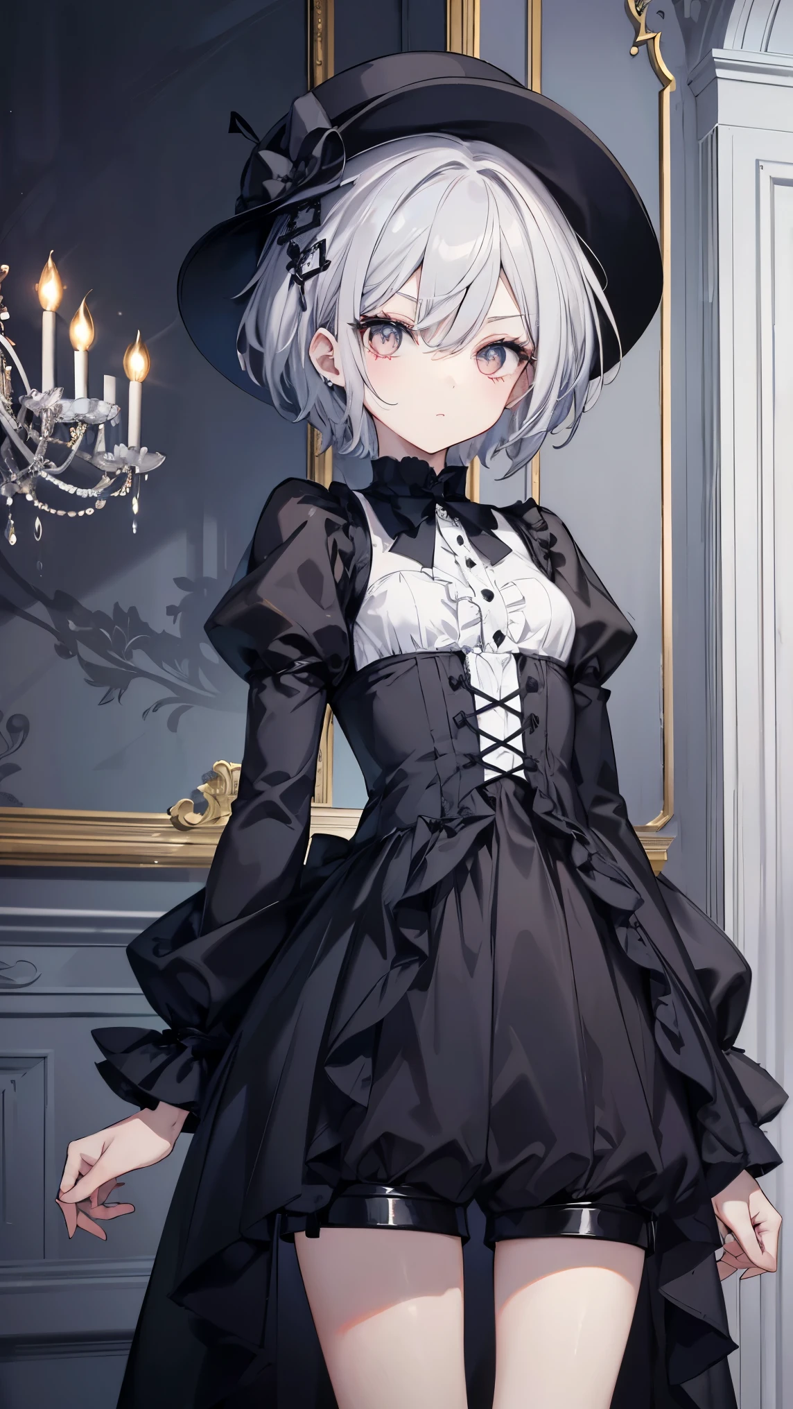 Anime girl in a black and white dress and hat - SeaArt AI