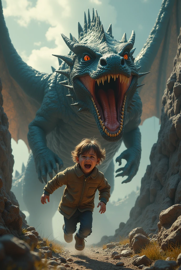 giant dragon holding a human baby