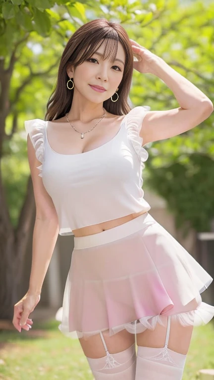 ighly detailed、​masterpiece、top-quality、Ultra-high decomposition energy A、8K High Resolution、Photogenic clarity、A detailed eye、Gradation、perfect anatomy body proportions, hard disk、NSFW , Nikon Z9 80mm Lens, masutepiece、Model Standing、Light lace pants、dental malocclusion, White tight t-shirt、braid black hair, The dress is made of lace material, Show me all my panties, The skirt is definitely worn、Lift skirt hem、panties focus、too bright natural light、Sunshine、detail lace panty pattern、black thong、while standing, Lift up your skirt and show your white panties to the camera、Beautiful alignment 、lift up the skirt 、Please show the camera your transparent white lace pants.、 Slim body, Small breasts、Body type of slender model、Beautiful posture、Yes NSFW