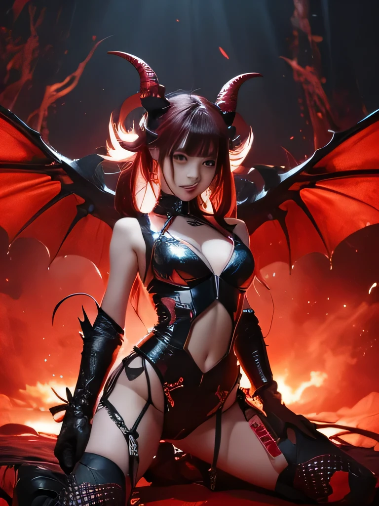 (   model pose , K-POPアイドル),  Cyborg Girl、 A demon with hornS unfurling bright red wingS and fallS from the Sky, (  RAW photos ),  Beautiful effect,   bright color , The body iS made of dragon ScaleS,   dragon&#39;S、  ray tracing ,   table top in front of you,  beSt quality,   Super quality , Illogical Details, (The beSt light), ( BeSt Shadow ), Sharp, Clear Image,   DetailS,  Very Details,    high definition  , 8k, 4K, ,  Volume ,   DetailS black armor, ( particle effectS ),    creative image with machine edited background  、I々The body iS made of machineS、I々The body iS made of machineS、 beautiful, very   DetailS porcelain woman in profile、 cyborg、Robot partS、150mm、  beautiful studio、Rim Light、 vivid details 、 GorgeouS Cyberpunk 、Ren Hao、 Surreal、Anatomical、NSFW Girl、cable, Wire,  microchip、  Elegant  、 Beautiful background、Big red full moon、 AI Generated Painting by Sea Art 、 It depictS a faScinating image of yin and yang ...., ( beSt quality, ExquiSite deSign, The The beSt lighting, Better Shading). high heelS、  Angle from below the knee   、  anklet with a large cane、red moon background 、red eyeS、The flame that BurnSS everything、diSaSter々BurnS、diSaSter々EmitS an aura、