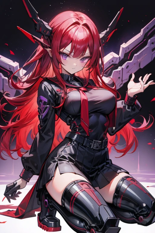 最high quality、Best image quality、masterpiece、girl((Age 25、 By becoming、Best Bust、Medium Bust,Wide open breast tea、Red glowing eyes,Black hear、Red Mesh、Disheveled Hair、Lointail、thin,The highest valley、Open chest、Luminous Wristbands、hair ornaments、Show the whole body,Black Ninja suite、revolver、scar、Full body scar、Fighting Pose)),high quality、Beautiful art、background((Photography room))、Flight、Flying debris、Written boundary depth、movie、Visual Arts、Perfect art、8K,Genuine,