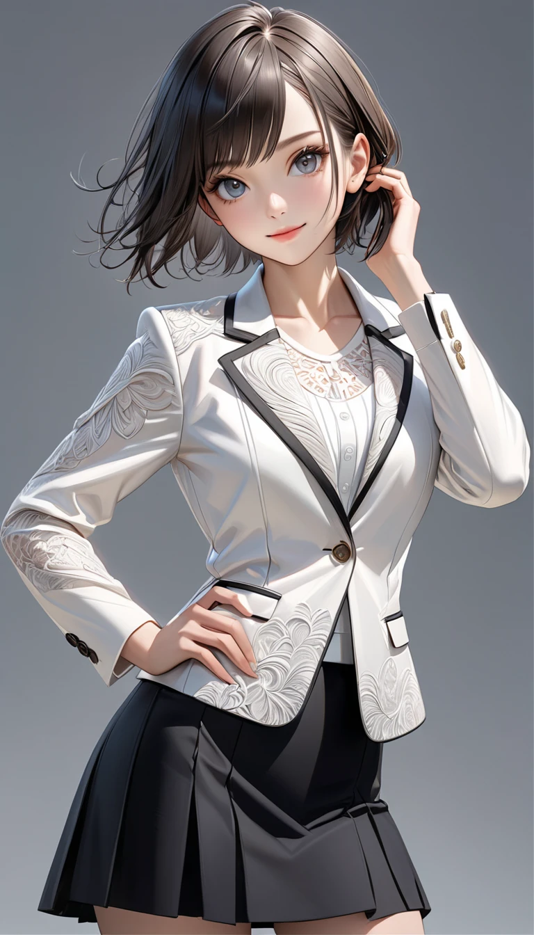 a doctor digital illustration portrait short hair with evil laugh and mafia style standing