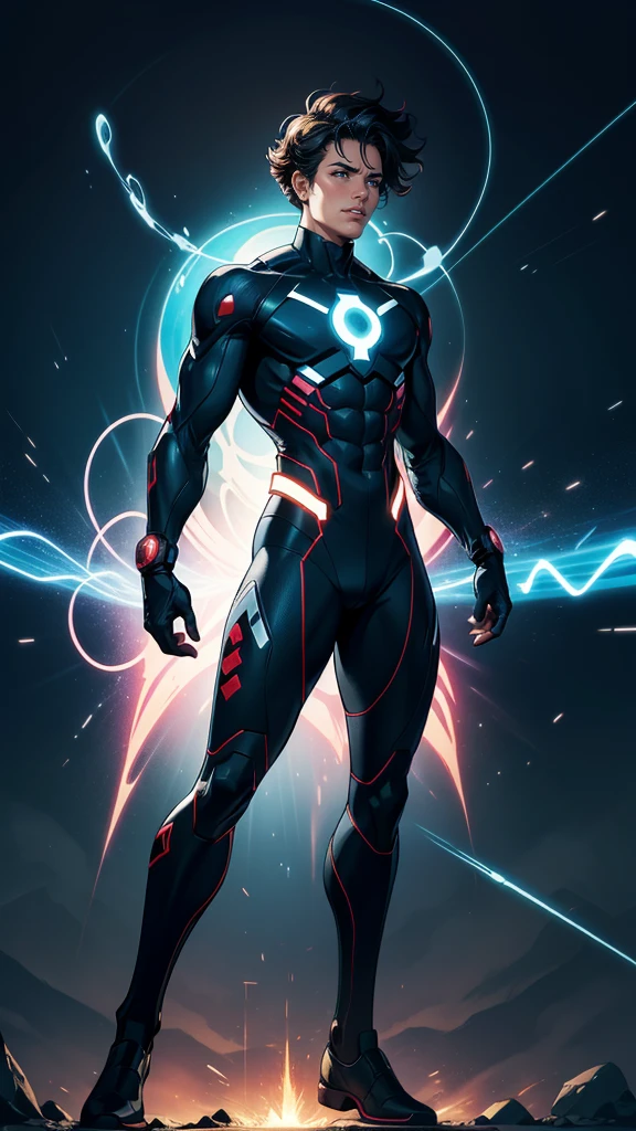 Create a bold superhero, with a modern uniform, full body, capable of emitting powerful sound waves and vibrations, controlling them to create shocks of energy that can disintegrate matter or affect molecular structures. He can also use these waves to "feel" vibrations from a distance, functioning as a kind of human sonar.
His origin: A musician who was involved in secret sonic weapons experiments for the government and was exposed to experimental frequencies.