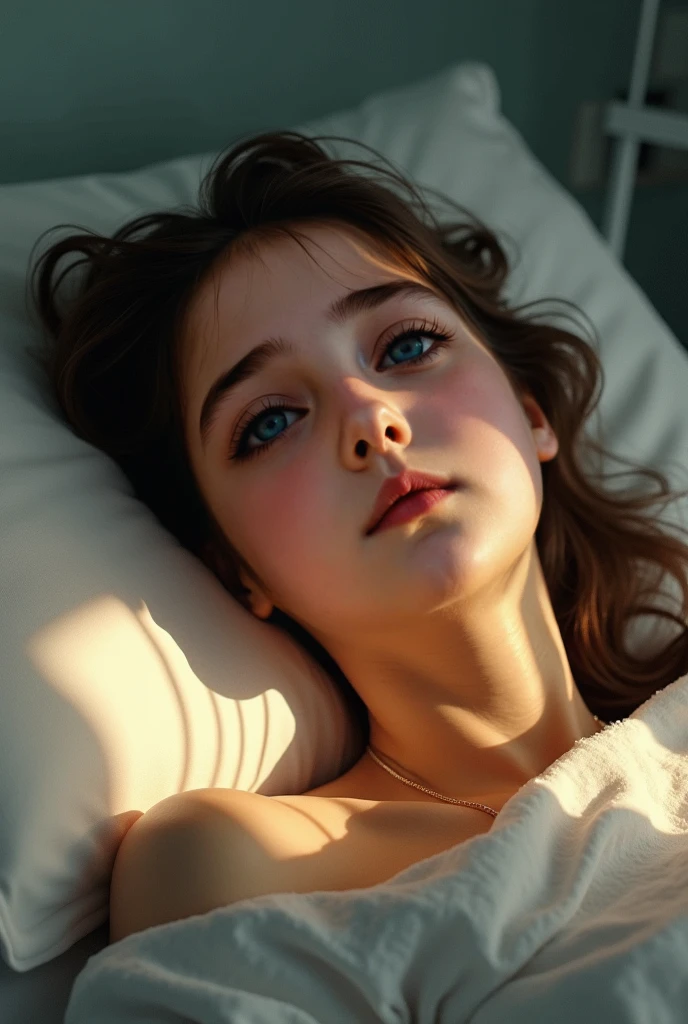 couture fashion photography, an award winning photo of a beautiful girl in hoodie, bun, lying in bed, dark lighting, (deep shadows:1.1), masterpiece, best quality, (intricate details), dreamy, magnificent, ethereal, volumetric lighting, lightroom, ((cinematic)), raytracing, subsurface scattering, face focus,