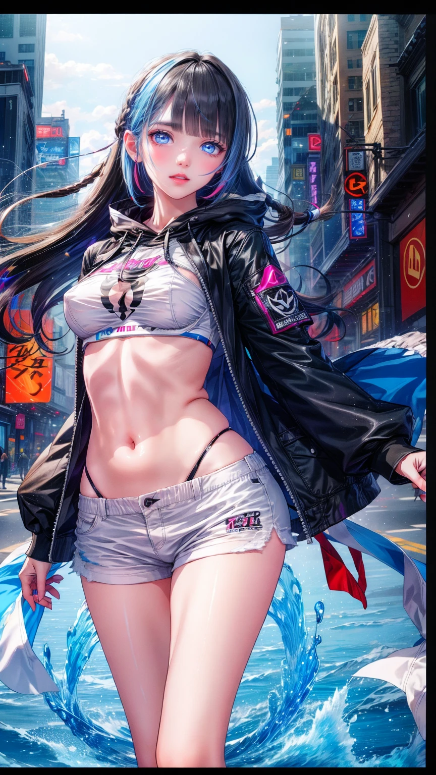 (NSTDA.:1.2), (10, beste-Qualit, master-piece: 1.4), ultra-high resolution, (lifelike, photorealistic portrait: 1.48), 20 age, Cute Girl, (See through the microcolor bikini beetle:1.48), Famous Japanese actors, (hair over one eye:1.3), Blue Eyes, Head tilt, cowboy shot, from the side, looking at the audience, expressionless, Beautiful lake, Zeiss 150mm F/ 2.8 Hasselblad, Whole body, foot, Ultra-Wide Angle