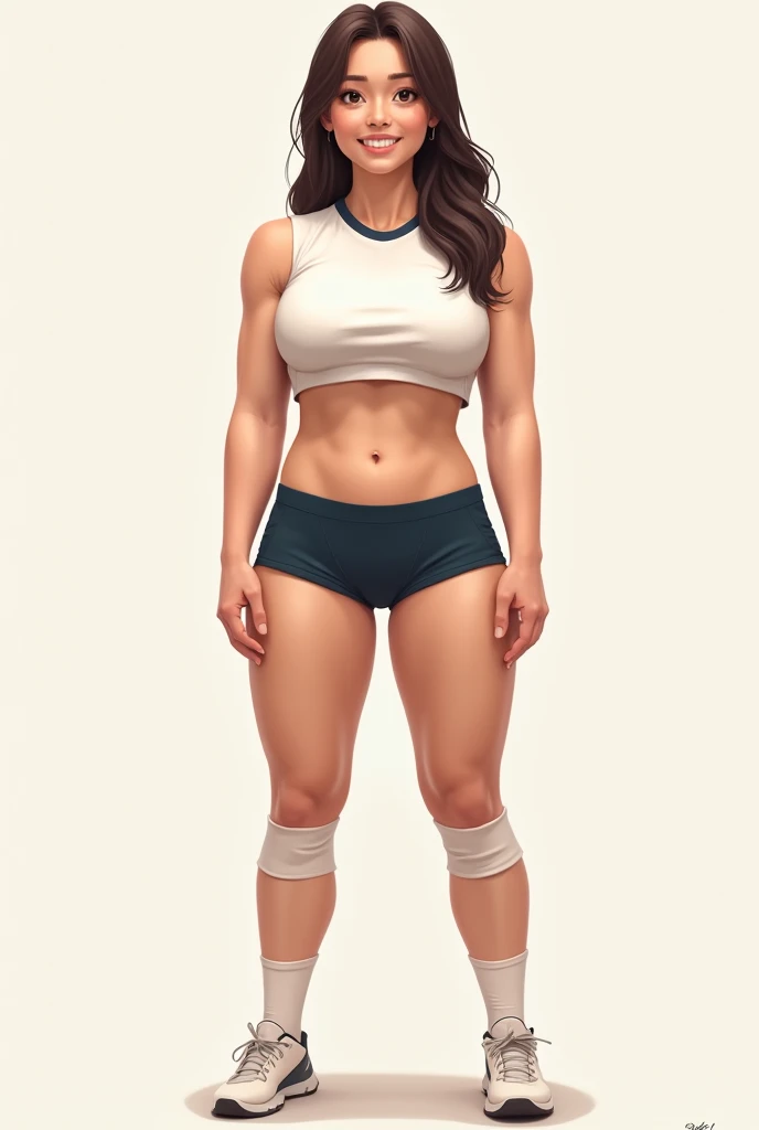 (masterpiece, best quality)), ((((perfect anatomy)))), Curvy Brazilian woman with tied back black dreadlocks, dark eye-shadow, dark red lipstick, dark brown eyes, white bra , (((white high cut cotton panties))), smiling, big hips, walking around in a locker-room, ((pixel art, pixel))