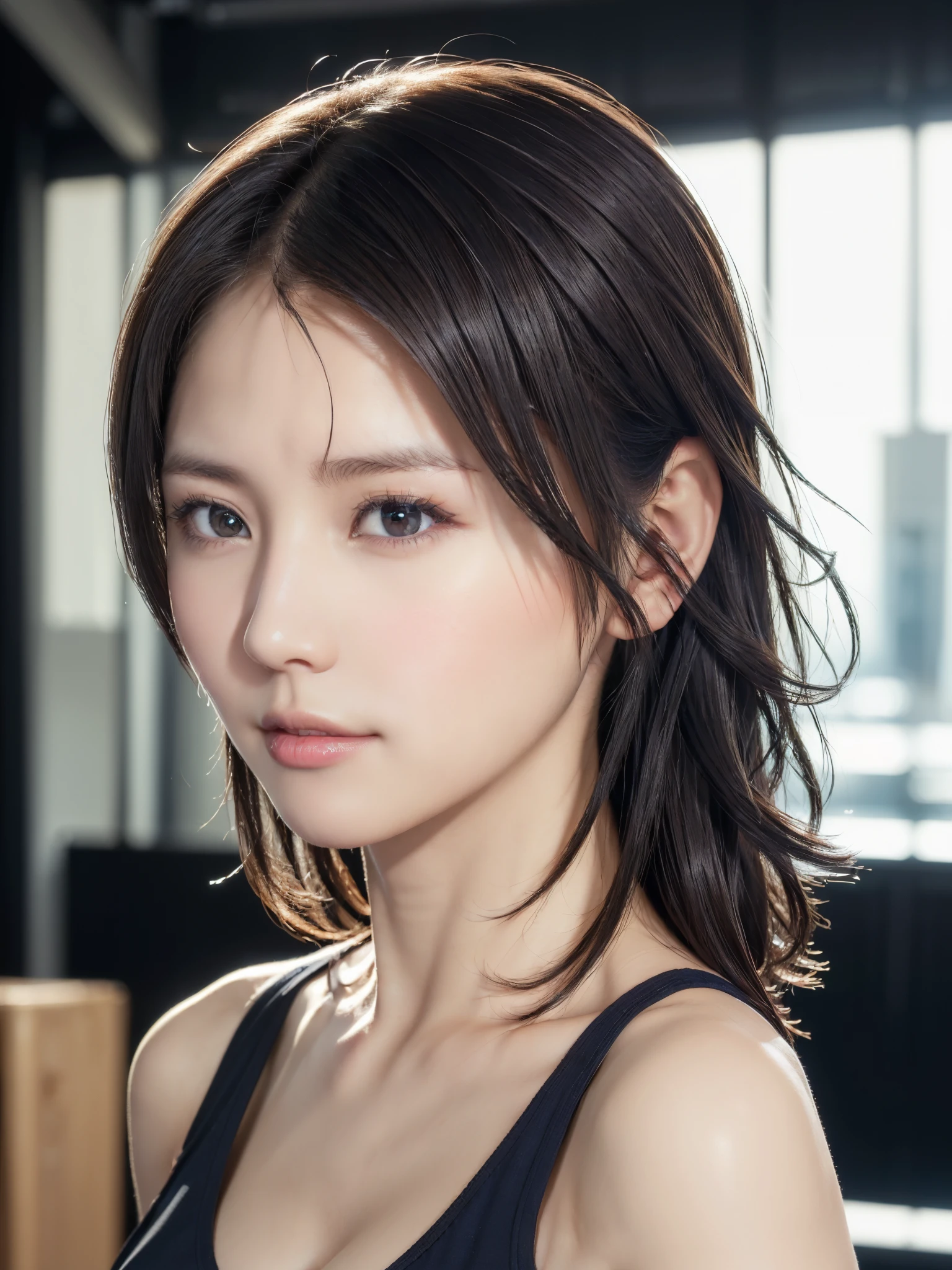 ( (8K:1.27), Best Quality, masutepiece, Ultra High Resolution:1.2) photo beautiful Japanese woman (Beauty:1.1) (Black Dress) Designed by Gregg Rutkowski and Alphonse Mucha、Design intricate elegance, Fantasy, detail, Geometry, Gradient lighting, 1girl in, Delicate skin, Looking at the viewer, Brown eyes, (High Ponytail: 1.2), (medium breasts: 1.0), (medium areola: 0.8), (Photorealistic:1.4), (Best Quality:1.0), (Ultra High Resolution:1.0), 8K, Raw photo, (masutepiece:0.2), (pureerosface_v1:0.5)