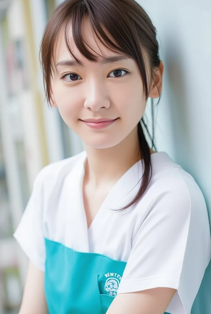 (a picture of Yuno Ohara, nurse, smile, infirmary, posing:1.3), (detailed lighting, extremely detailed skin, extremely detailed hair, shadows, 8k), looking at viewer, (High Key Lighting), masterpiece, top quality, best quality, official art, unity 8k wallpaper, highres, ultra-high res, ultra-detailed, beautiful and aesthetic