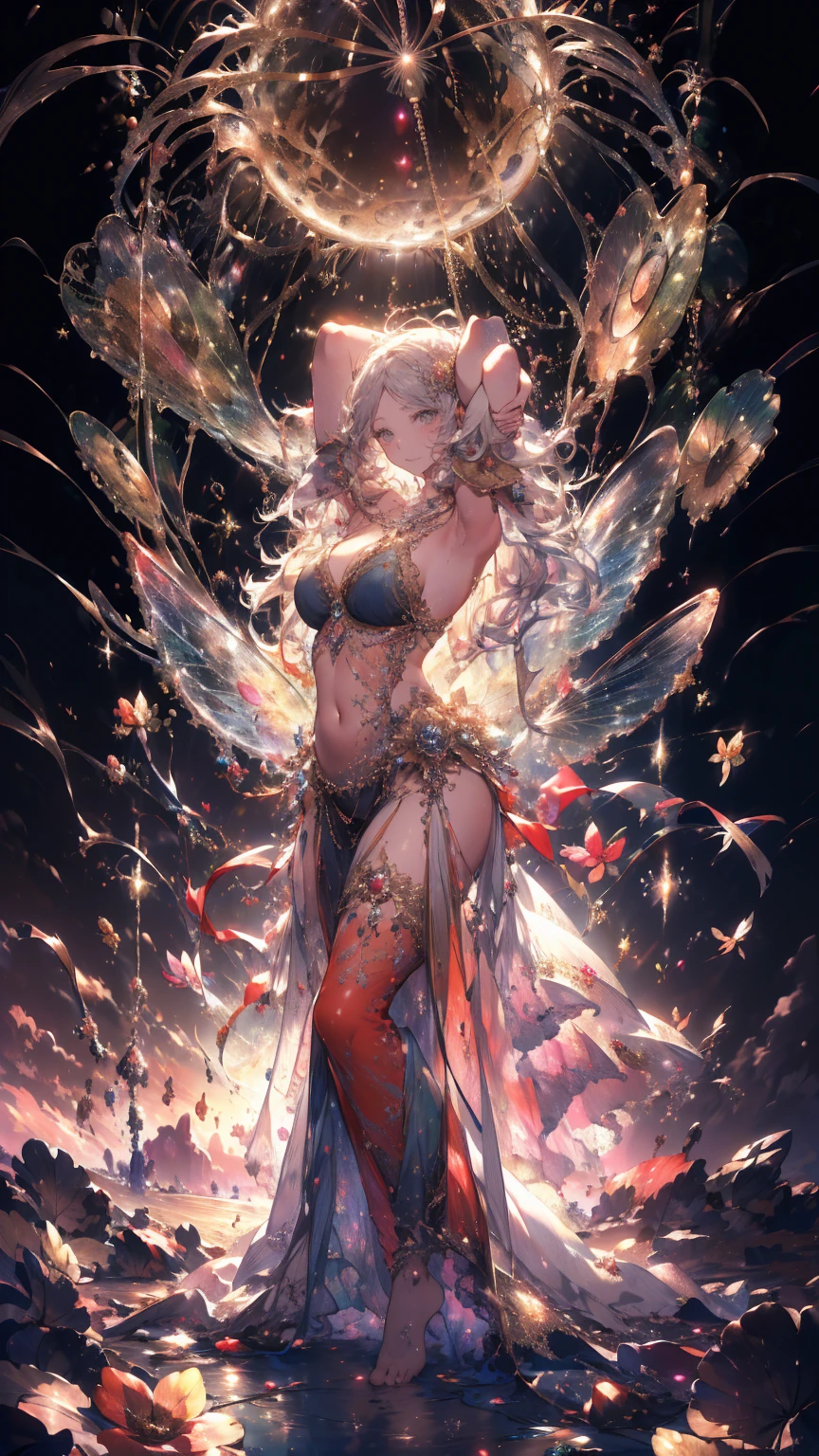 最 High Quality 、1  beautiful woman,Elf (  back view ))、View from behind、 beautiful back、Butt、、 wet、 beautiful groin、 detailed crotch、、 blanking in the heart of the city、親しいsmile、、Glowing Particles サークル、 beautiful thighs、 Full of Roses 、Lots of roses、、  Amazing Fairy World 、flower fractal fine art、Flowers fill the screen 、 big on screen 、 beautiful Eyes、、fairy tale、Märchen  beautiful Eyes,High-definition depiction,  realistic , 8k, Unity, , light smile,  beautifully and vividly drawn, ,  beautiful,  beautiful,  clean skin、 sexyに see-through  bodystocking , sexyに 、、  raise your arms behind your head,  Romanticism,mosquito。 The most  beautiful form of chaos, Mister..々color, Intertwining flowers々, P article, Gentle Light,smile, sexy,Image Quality、masterpiece、 beautiful Face、Super  beautiful woman(( Big Breasts  22 year old office lady、Bust 100, beautiful long ironed hair、 Silver Hair、: 165cm。、 sexy、Esbian、 High Quality 、、ビジュアルart、最 High Quality 、 one woman NP : worst quality ,Flower fractal art、、 beautiful radiance,High-definition depiction,  realistic , 8k, Unity, , light smile,  beautifully and vividly drawn, ,  beautiful,  beautiful,  clean skin、 sexyに ((See-through underwear,)) countless rays are pouring down ,refracting light 、 Swirling Light, ,  raising one arm above your head , Intense light is emitted from the  magic  flower circle in front of the girl. Romanticism,: The most  beautiful form of chaos, Mister..々color, Intertwining flowers々, Particle, magic al Gentle Light,smile, sexyに,Image Quality、masterpiece、 beautiful Face、Super  beautiful Elf woman(( Big Breasts  , beautiful 、 sexyに、Esbian、、 High Quality 、Visual art、 depth of written border、、Elf Ears、、universe、Happy smile、、、 elegant 、ticker  beautiful decorative、、 magic 、、 beautiful bed、A kind smile、wonderful、 Fluttering Petals 、、Nurturing dreams、、Mysterious Light　 lots of flowers 、、art、art,mystery, super high resolution ,atmosphere 最 High Quality 、Glowing Particles 、 dynamic angle 、 dynamic pose、Stylish accessories、