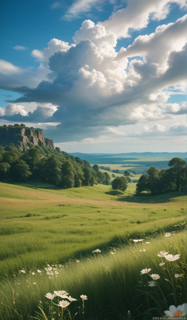 masterpiece,  high definition ,  Natural Scenery, grassland, Beautiful sky, cloud, Wide sky, No_humans,