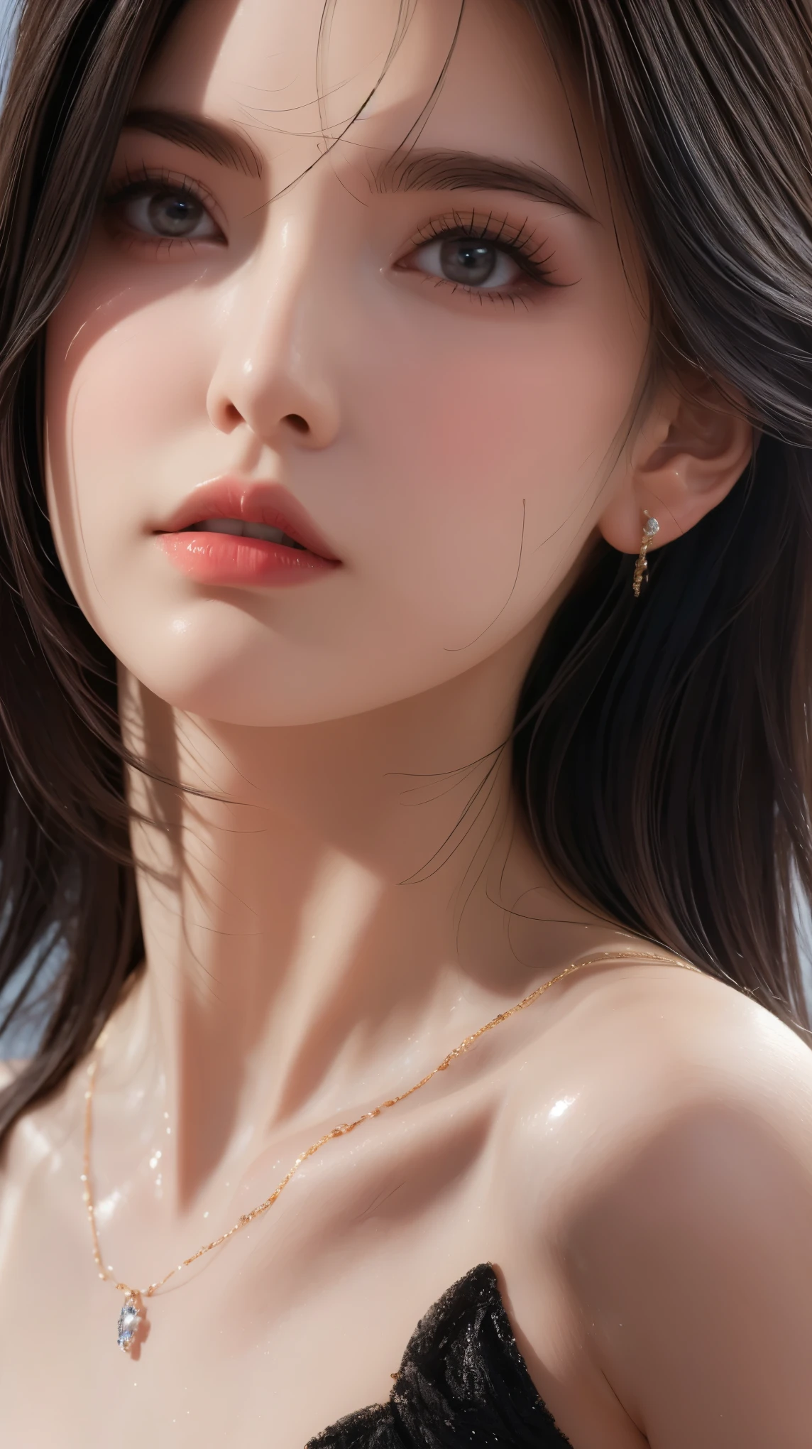 Game Art,Best image quality,Maximum resolution,8k,(A bust photo),(portrait),(Head close-up),(Rule of Thirds),Unreal Engine 5 rendering works,20 year old girl,((Queen)),The eyes are very detailed,(Large Breasts),Elegance and nobility,Movie Lighting,Ray Tracing,Game CG,((3D Unreal Engine)),OC rendering reflection mode,4K,Ultra-clear,Sensual,Translucent lace,Fair and plump figure,Pretty Face,Glossy Gel Coat,Queen in a luxurious gown,Crystal Gem Crown,Necklace jewelry,blue eyes,Black tattoo(whole body),The tattoo is very three-dimensional,Gorgeous and intricate tattoo designs,Ultra-clear portrait,Sexy thick lips(Red lipstick),The body has a tattoo