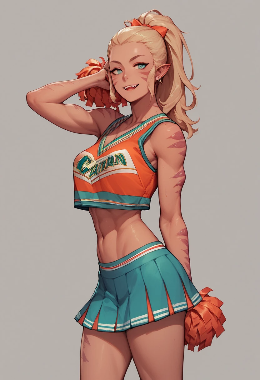 before and after young human man transforming into a female cheerleader catgirl, monster girl, 